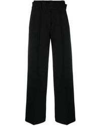 DKNY - Pantaloni neri in doppio tessuto con cintura - Lyst