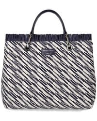 Emporio Armani - Blau-Weiße Gewebte Einkaufstasche - Lyst