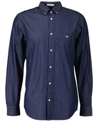 GANT - Overhemden ,Blauw Button-Down Overhemd - Lyst