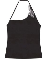 Courreges - Tops ,Zwart ,Kanten Asymmetrische Top - Lyst