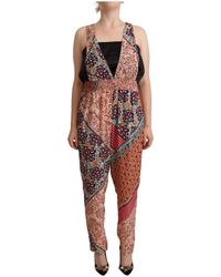 Pinko - Jumpsuits & Playsuits ,Veelkleurig ,Viscose Jumpsuit Jurk Met Bloemenprint - Lyst