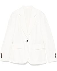 Brunello Cucinelli - Weiße geknöpfte jacke mit taschen und belüftung - Lyst