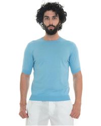 hindustrie - Tops ,Blauw ,Katoen Slim Fit Jersey T-Shirt Korte Mouwen - Lyst