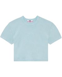 Gcds - Tops ,Groen ,Katoen Cropped T-Shirt Met Logo-Borduring - Lyst