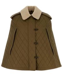 Burberry - Heath Gewatteerde Cape Met Shearling Kraag - Lyst