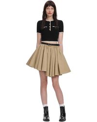 Self-Portrait - Rokken ,Bruin ,Katoen Cotton Mini Skirt - Lyst