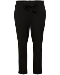 Kaffe - Broeken ,Zwart ,Zwart Diep Geriemde Slim-Fit Broek - Lyst