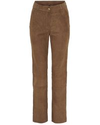 Notyz - Broeken ,Bruin ,Leer Leren Broek - Lyst