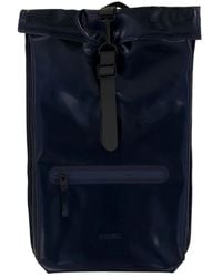 Rains - Blauwe Rolltop Rugzak Met Verstelbare Banden - Lyst