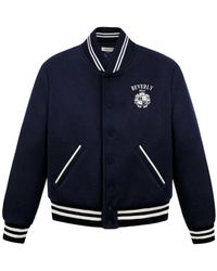 Sporty & Rich - Jassen ,Blauw ,Striped Trim Bomber Jacket - Lyst