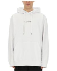 Lanvin - Hoodies & Sweatvesten ,Wit ,Geborduurde Oversized Hoodie - Lyst
