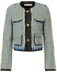 Marni - Jassen ,Blauw ,Katoen Babyjas Van Katoen Met Tweedeffect - Lyst
