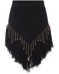 Rabanne - Falda de lino negro con flecos - Lyst