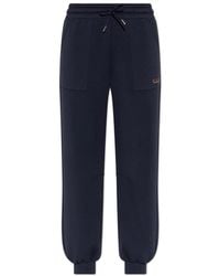 EA7 - Broeken ,Blauw ,Polyester Trainingsbroeken Met Geribde Boorden - Lyst