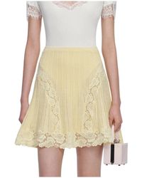 Self-Portrait - Rokken ,Geel ,Polyester Pointelle Gebreide Mini Rok - Lyst