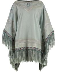 Etro - Jassen ,Groen ,Katoen Frayed Hem Leren Capejas - Lyst