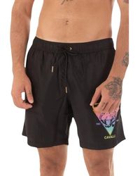Just Cavalli - Badmode ,Zwart ,Polyester Mannen Logo Kostuum - Lyst
