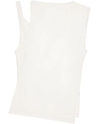 Courreges - Tops ,Wit ,Witte Geborduurde Mouwloze Top - Lyst