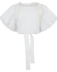Alberta Ferretti - Cropped Bluse Mit Fledermausärmeln - Lyst