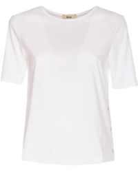 Herno - Tops ,Wit ,Katoen Monogram Katoenen T-Shirt Met Lurex Details - Lyst