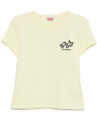 KENZO - Tops ,Wit Sounds Geborduurd T-Shirt Met Ronde Hals - Lyst