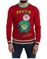 Dolce & Gabbana - Pull rouge en laine et soie cochon de l'année - Lyst