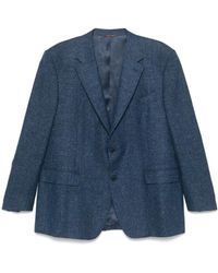 Canali - Blauwe Geknoopte Jas Met Zakken - Lyst
