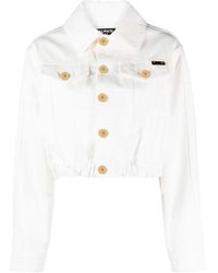 Balmain - Jassen ,Wit ,Denim Cropped Denim Jas - Lyst