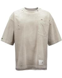 Maison Mihara Yasuhiro - T-shirt beige oversize sbiadito - Lyst