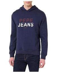 Pepe Jeans - Hoodies & Sweatvesten ,Blauw ,Katoen Seasonal Logo Sweatshirt - Lyst