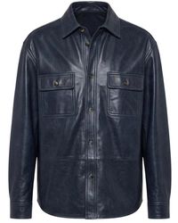 Loewe - Jassen ,Blauw ,Katoen Nappa Lamsleren Overshirt - Lyst