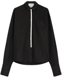 Sportmax - Overhemden ,Zwart ,Katoen Oversized Katoenen Poplin Overhemd - Lyst