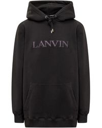 Lanvin - Schwarzer hoodie-sweatshirt mit gesticktem logo - Lyst