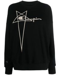 Rick Owens - Champions schwarzer logo-sweatshirt - Lyst
