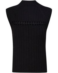 Liu Jo - Schwarzer ärmelloser rippstrickpullover - Lyst