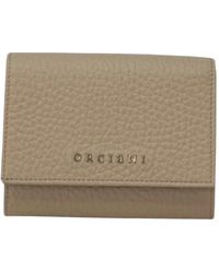 Orciani - Accessoires ,Grijs ,Leer Zachte Kleine Leren Enveloppe Portemonnee - Lyst