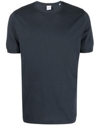 Aspesi - T-shirt in cotone blu con bordi a costine - Lyst