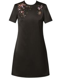 Erdem - Kleedjes ,Zwart ,Kleurrijke Steenversierde Mini Jurk - Lyst
