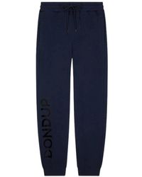 Dondup - Broeken ,Blauw ,Reguliere Jogger-Sweatpants Met Zijprint - Lyst