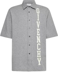 Givenchy - Overhemden ,Grijs ,Katoen Lichtgrijs Gemêleerd Katoenen Jersey T-Shirt Met Halve Mouwen - Lyst
