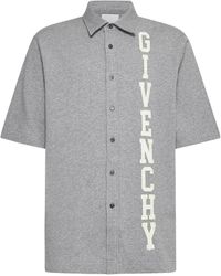 Givenchy - Overhemden ,Grijs ,Katoen Lichtgrijs Gemêleerd Katoenen Jersey T-Shirt Met Halve Mouwen - Lyst