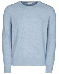 Brunello Cucinelli - Blauer Rippstrick-Crew-Neck-Strickpullover - Lyst