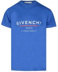 Givenchy - Tops ,Blauw ,Katoen Logo Print Oversize T-Shirt - Lyst