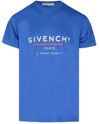 Givenchy - Tops ,Blauw ,Katoen Logo Print Oversize T-Shirt - Lyst