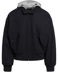 Prada - Jassen ,Blauw ,Wol Hooded Wool Jacket - Lyst