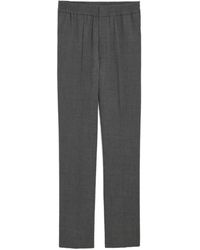 Ami Paris - Broeken ,Grijs ,Wol Broek Met Elastische Tailleband - Lyst