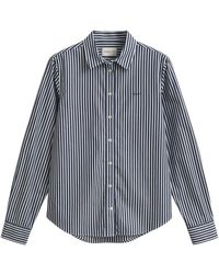GANT - Overhemden ,Blauw ,Katoen Banker Poplin Stripe Shirt - Lyst