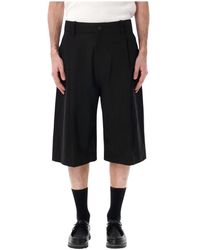 Studio Nicholson - Korte Broeken ,Zwart ,Katoen Fowld Pleat Short - Lyst