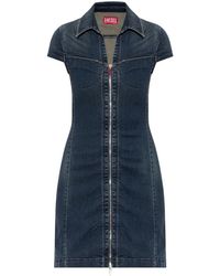 DIESEL - Kleedjes ,Blauw ,Katoen De-Lorvyn-S Jurk - Lyst