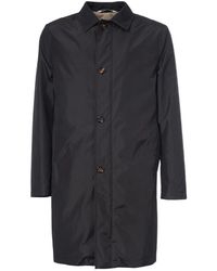 KIRED - Jassen ,Blauw ,Polyester Donkerblauwe Lange Jas Met Klassieke Kraag - Lyst